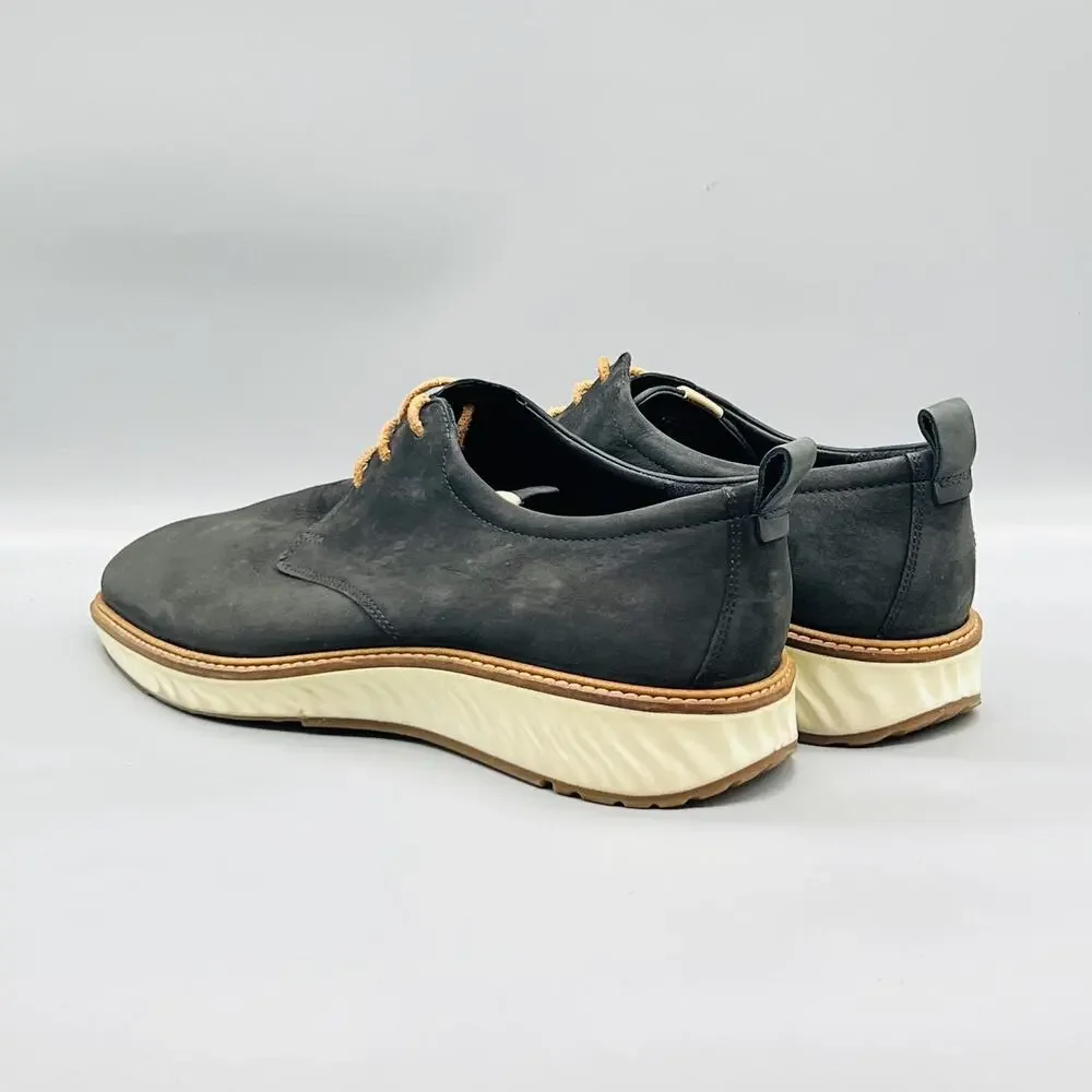 ECCO Shoes Mens 13 Black Nubuck ST.1 Plain Toe Casual Sneakers Comfort Walking